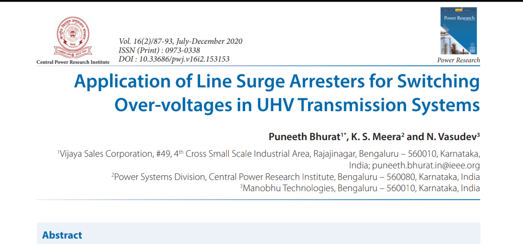 Application of Line Surge Arresters for Switching Over-voltages in UHV Transmission&nbsp;Systems
